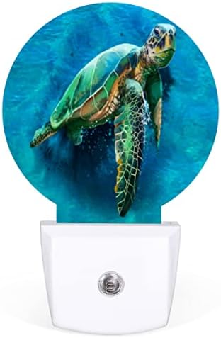 Uoyo Ocean Turtle Night Light Plug na parede sob o animal Led Led Lights Auto Smart Dusk to Dawn Sensor Lamp for Kids Room Bursery Bedroom Hallway Decorativo 2 pacote