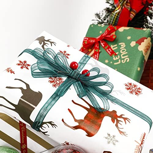 Weltoke Christmas Ribbons Holiday Holiday Grosprain Setin Ribbons para presentes de Natal que envolve o Festival