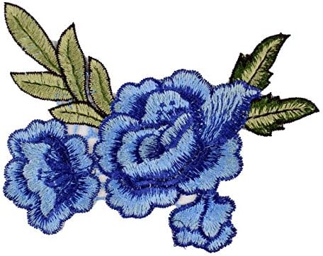 Zamihalaa 2pcs/conjunto de flores azuis bordadas costura em remendos para roupas Apliques de costura Bordados