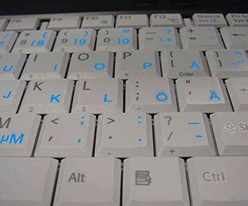 4Keyboard sueco - Layout de etiquetas de teclado finlandês com fundo transparente de letras azuis para desktop, laptop e notebook