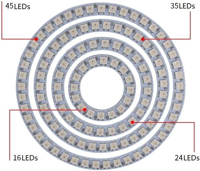 Acessórios de decoração de LED de AKSPET 1 SET SK2812 DC5V LED Ring redondo em cores 48mm/73mm/97mm/120mm 5050rgb
