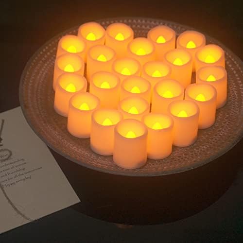 Luzes de chá sem chamas de 24 pacotes com timer durar a bateria durada Operado por velas votivas LEDs