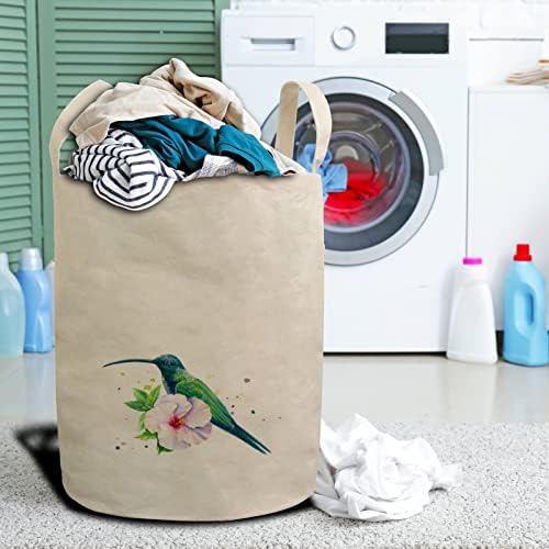 Hummingbird de cesta de cesto de lavanderia em um cesto de flor Hibiscus Roupas Dirty Dirty Imper impermeável