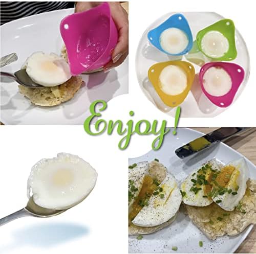 Trenton Gifts Eggs'pert ovo caçador de ovos | Conjunto de 4 | Caçadores de ovos de silicone para