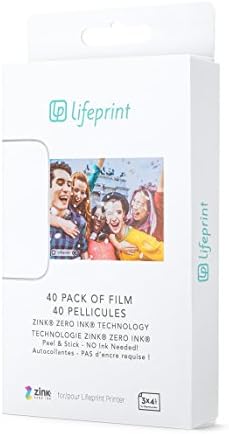 LifePrint 40 Pacote de filme para a impressão de foto e vídeo da realidade aumentada pela impressão Lifemented. 3x4.5 Zero Tink Sticky Backed Film