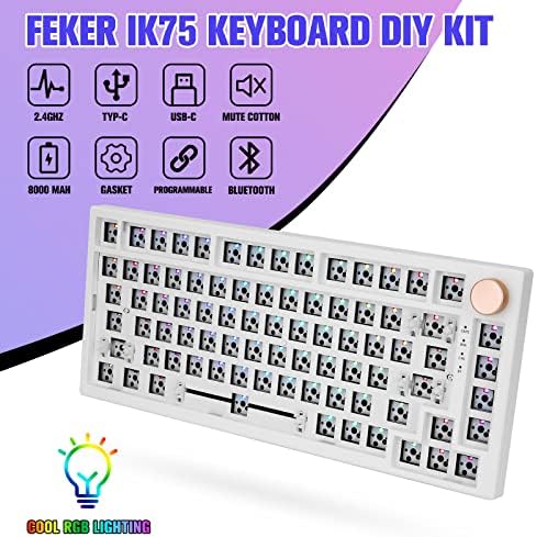 Feker ik75 pro 3 modos 75% kit de teclado mecânico de junta - kit de teclado programável personalizado sem fio/sem fio/2,4 GHz - Kit DIY de botão de chave 83 Kit DIY para teclado mecânico com retroiluminação