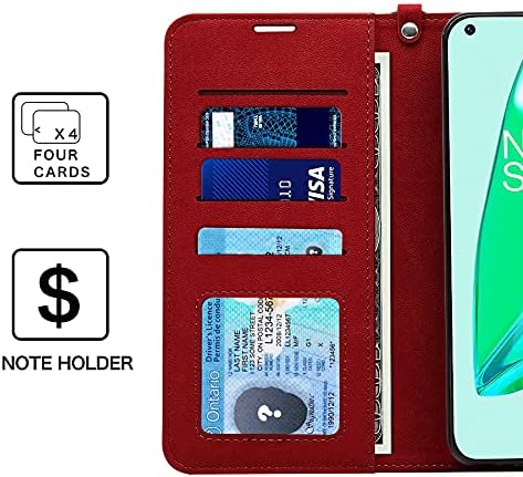 Double-N para o OnePlus 9 Pro Case, Premium PU Couro OnePlus 9 Pro 5G Caixa de carteira, Flip Folio Chego à prova de choque com o suporte do suporte do cartão de pulso de pulso para o OnePlus 9 Pro