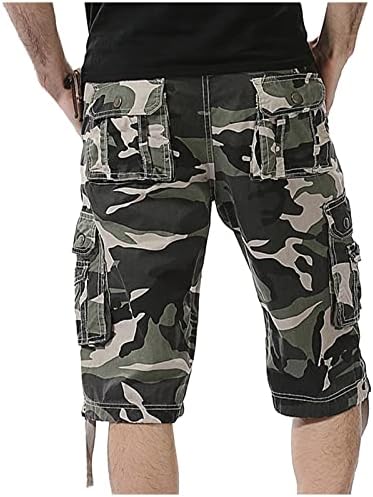 Shorts de camuflagem homens 3/4 ajuste solto abaixo do joelho Capri Cargo curto de vários bolsos versáteis