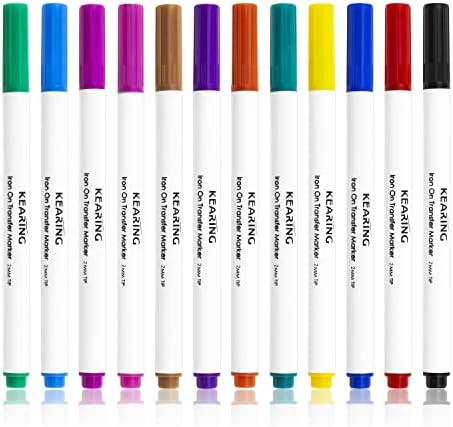 Kearing Iron em marcadores de transferência, 12 cores, canetas de sublimação para transferência de calor | Tinta de ponta de 2 mm de 2 mm de fluxo suave, para camisetas e outros espaços em branco