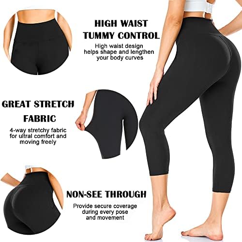 Leggings macias amanteigadas para mulheres - Controle de barriga de cintura alta sem ver através de calças de ioga de treino