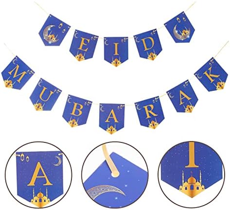 Ornamentos de papel bestoyard 2 conjuntos de bandeira do Ramadã decoração de festa Eid Ramadan Festival Buntings