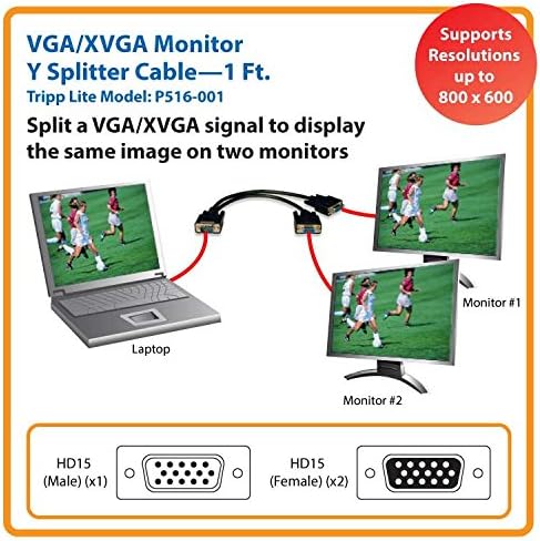 Tripp Lite de alta resolução VGA Monitor y Cabo de divisor 1 pés.