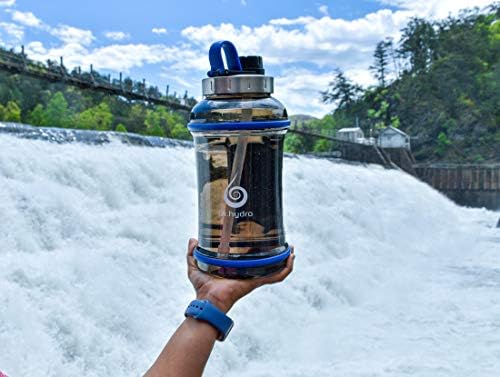 Dr.Hydro 64 onças de meio galão da garrafa de água com palha | Garrafa de água grande - à prova de vazamento livre de BPA | Garrafa de água motivacional de 1/2 galão com alça de silicone | Jarro esportivo de 2 litros para objetivos de fitness
