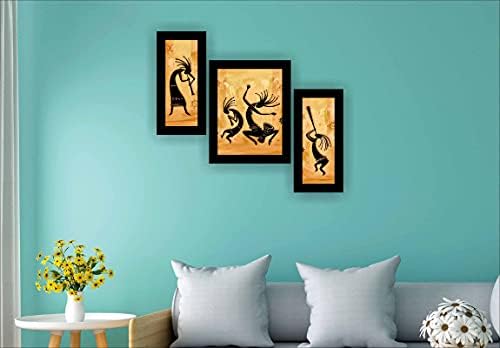 SAF Conjunto de 3 Lady Africana Dancing Modern Art Wall Painting for Home Decoration 13,5 x 22,5 polegadas