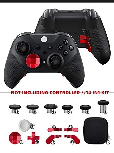 14in1 Metal Loy Thumbsticks Trigger D -PADS Set para Xbox One Elite Series 2 Controller - Red