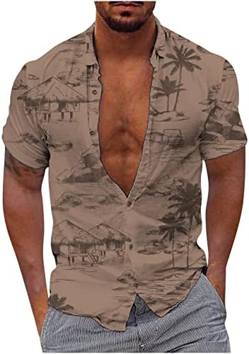 Camisas havaianas para homens, masculino, camisetas de botão impressa tropical, camisetas de