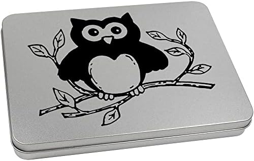 Azeeda 220mm 'Owl' Metal Tin/Storage Box de Armazenamento de Metal