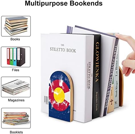 Bandeira do Estado do Colorado Livro fofo Endswooden Bookends Holder for Selves Books Divider Modern Decorative 1 par