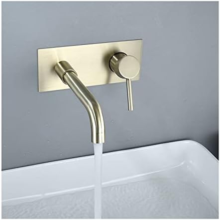 Gire a torneira do banheiro de ouro escovada, maçaneta única de aço inoxidável, torneiras de bacia de aço