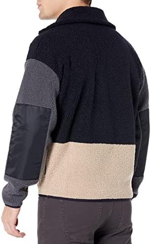 A | X Armani Exchange Men's Teddy Fleece Contraste Sleeve Zip Up Sweetshirt