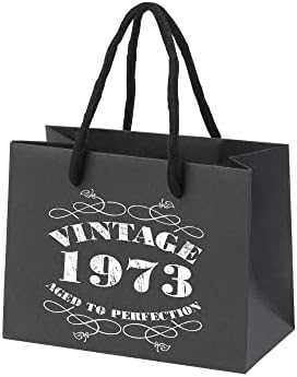 Bang Tidy Roupas 50º aniversário de presente de aniversário - Papel preto com alça de corda - Saco de presente pequeno e ecológico - Vintage 1973