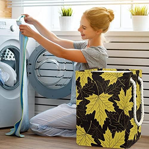 Inomer Spring Maple amarelo folhas padrão Grande lavanderia cesto de roupas prejudiciais à prova d'água cesta