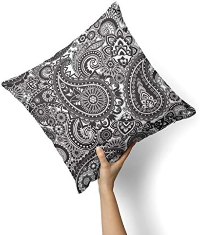 Iirov Black and White Paisley Pattern V6 - Decoração de casa decorativa personalizada Tampa de travesseiro de arremesso interno ou externo, além de almofada para sofá, cama ou sofá