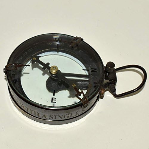 Vintage Náutico Marítimo Map Map Map Reader Lens Compass Brass Compass