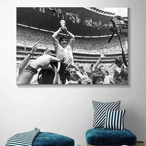 MBU Soccer em escala de escala de cinza Maradona Pintura decorativa Pintura de lona Arte de parede Posters da sala de estar Pintura de quarto 16x24inch