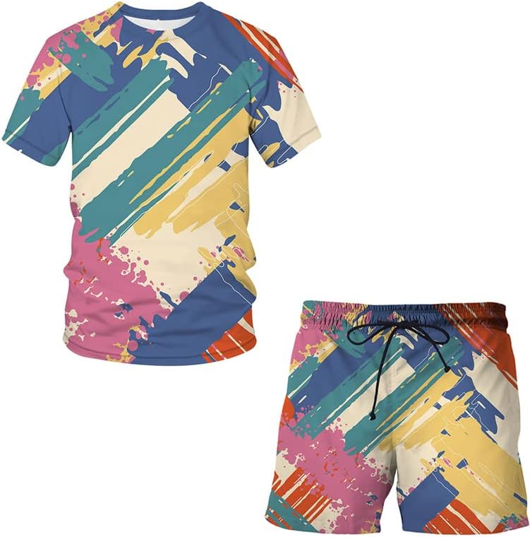 Summer 3D impressão masculina shorts de camisetas