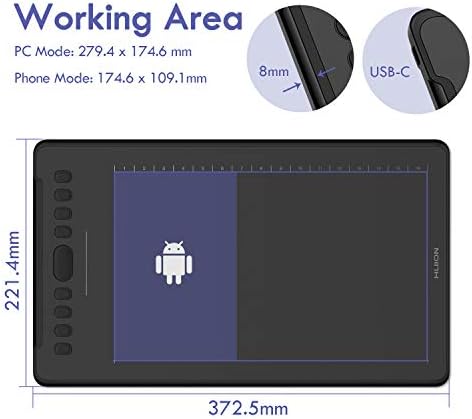 Huion Inspiroy H1161 Praphics Desenho Tablet Suporte Android com Battery Livre
