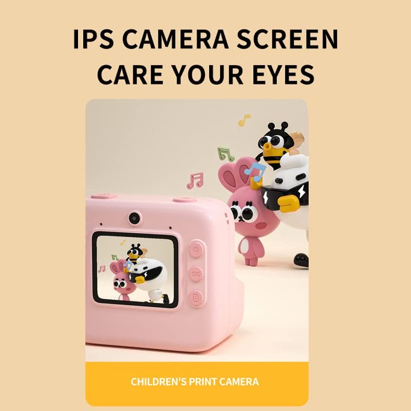 Câmera infantil Impressão instantânea, 48 mega pixels e 1080p Resolução HD Câmeras de vídeo digital para meninos de meninos de 3 a 12 anos com cartão SD de 32 GB, canetas coloridas, papéis de impressão