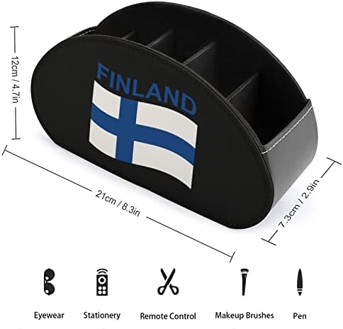 Bandeira dos detentores de controle remoto da TV da Finlândia Organizador da área de trabalho da caixa de armazenamento de couro com 5 compartimento