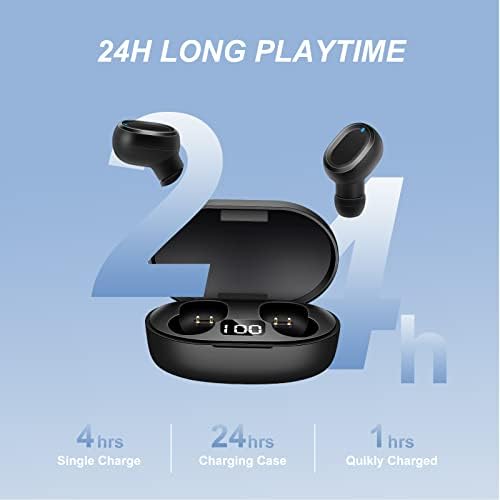 Lcydz sem fio fones de ouvido Bluetooth, 5.2 fones de ouvido, ruído cancelando os fones de ouvido som estéreo, baixo profundo e com o controle de ar-brotos de ar-condicionado Pro Touch Control, com microfone embutido/android/iOS, preto