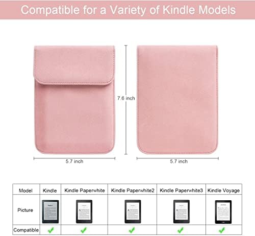Para Kindle Paperwhite-6 polegada, bolsa de capa de bolsa-include-rosa de mão branca prateada