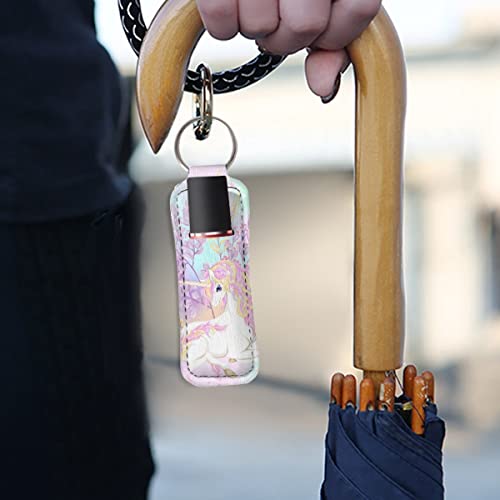 Joomeryer 1 pacote de chapstick titulares de chaveiros acessórios de bolsa de saco de batom de batom de bálsamo lábio para mulheres adultas meninas adultas, unicórnio rosa