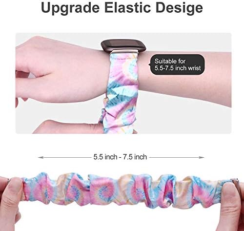Uooomoo tie corante elástico scrunchie elástico compatível para a série 6/fitbit versa/fitbit versa 2/fitbit versa lite, tie-dye elástico pulseira de pulseira de pulseira pulseira para fitbit versa smart watch