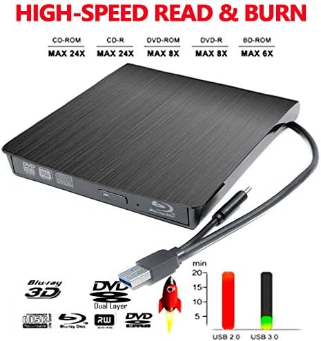 2-em 1 USB-C Drive de jogador de queimadores Blu-ray externo 6x, para o Lenovo Yoga 940 C940 C740