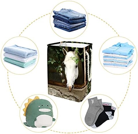 Indicador bonito Branco cavalo grande cesto de roupa prejudicável a água para roupas de roupas para roupas para roupas para o organizador de brinquedos, decoração de casa para o banheiro do quarto