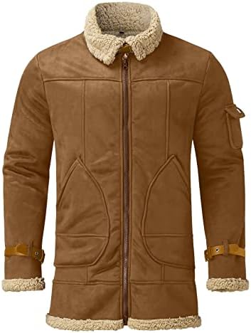 Jaquetas para homens dia do dia do pai pega uma lapela de manga longa sherpa forrada com lã de lã de lã ladeada jaquetas elegantes