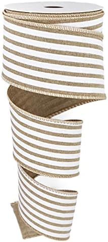 LEECOGO FLAP RIFBON WIRED, 2 1/2 ”x10 jardas, fita rústica de faixa branca para Páscoa, Natal, grinalda,
