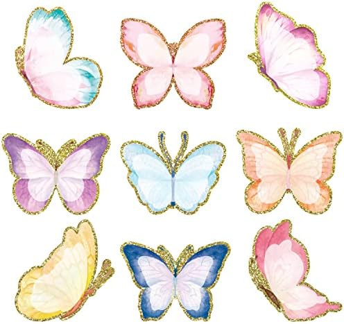 Osnie 72pcs Spring Butterfly Cutouts Nome de aquarela Etiqueta etiqueta Butterfly Bulletin Board Decoration Conjunto colorido de volta à escola Decoração para professores Estudante Sala de jogos de colegial Faculdades de festa para bebês