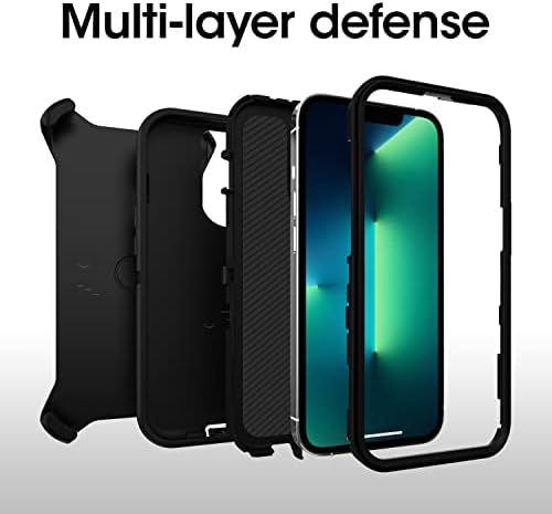 OtterBox iPhone 13 Pro Defender Series Case - preto, robusto e durável, com proteção por porta,