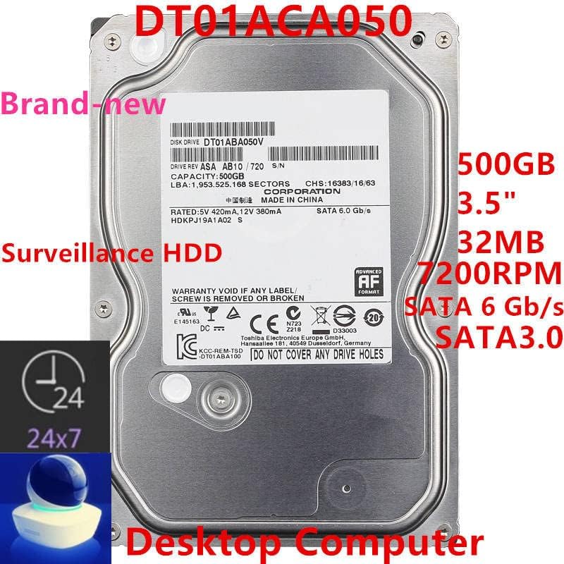 HDD para 500 GB 3,5 SATA 6 GB/S 32MB 7200RPM para HDD interno para vigilância em disputa por DT01ACA050