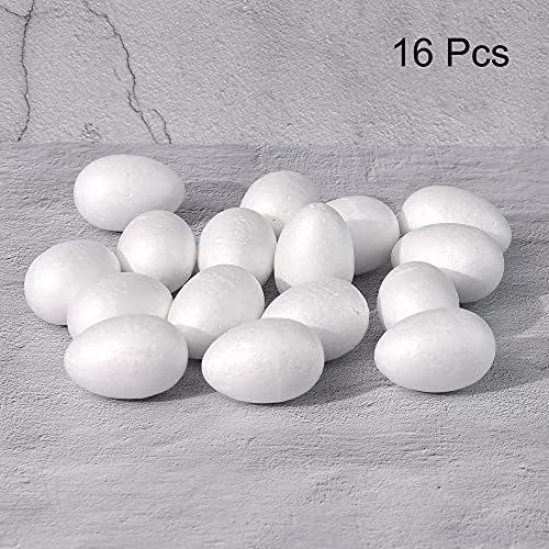 Uxcell 16pcs Bola de espuma de ovo branca 2 x 3 Bolas sólidas de poliestireno para decoração de ovos, artesanato
