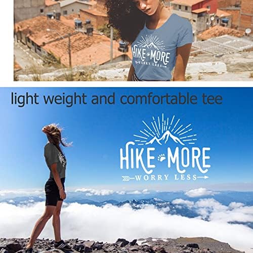 Jorlyen Mulheres Caminhadas de Mountain Graphic Camisetas Funnamente Caminhadas Mais Preocupadas