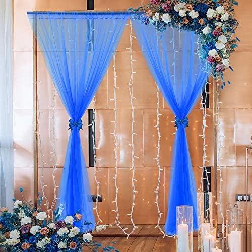 Cortinas de pano de fundo de tule azul royal para festa de casamento de festas de aniversário de festa de aniversário