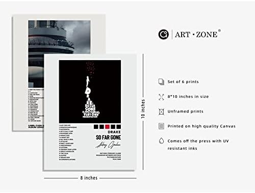 Drake Posters 8x10 Impressão de tela sem moldura de 6 pôsteres de capa de álbum de música para sala