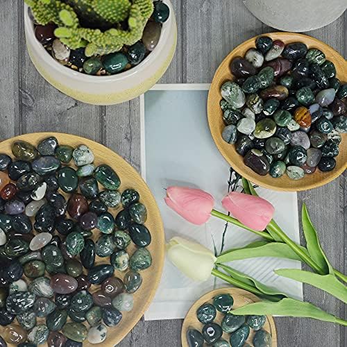 Ningye 1.1lbs decorativos redondos seixos rochas 0,4-0,8 polegadas Tordidas de ágata natural polido para plantas em casa vaso de vaso de vaso externo para cenas de suculentas