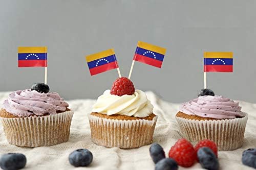 JBCD Venezuela Sinalizador de dente venezuelano mini bandeiras de tampo de cupcakes pequenos